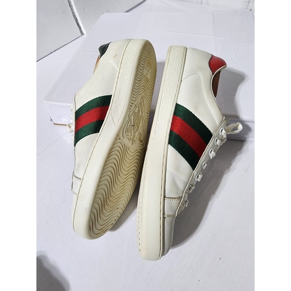 Gucci Leather Ace Web Low Top Sneakers White Size 41 - Picture 10 of 16